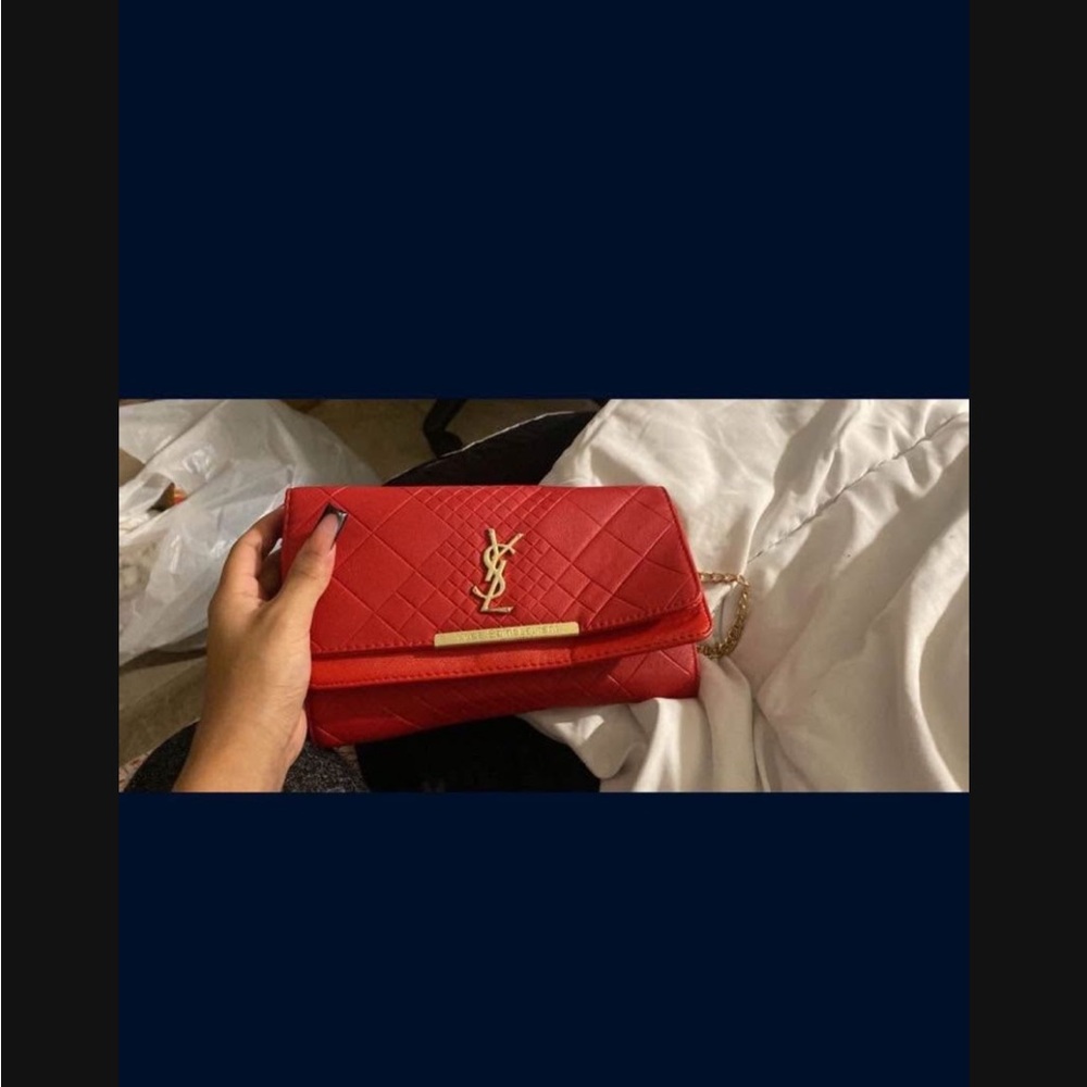 Yves Saint Laurent Red Quilted Leather Clutch